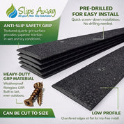 Non - Slip Decking Strips | Anti - Slip GRP Strips for Wood & Composite Decking - Slips Away - Decking strips - Black 500mmx50mm - 