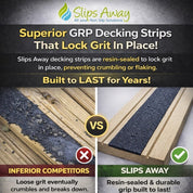 Slips Away GRP decking strips with before and after comparison