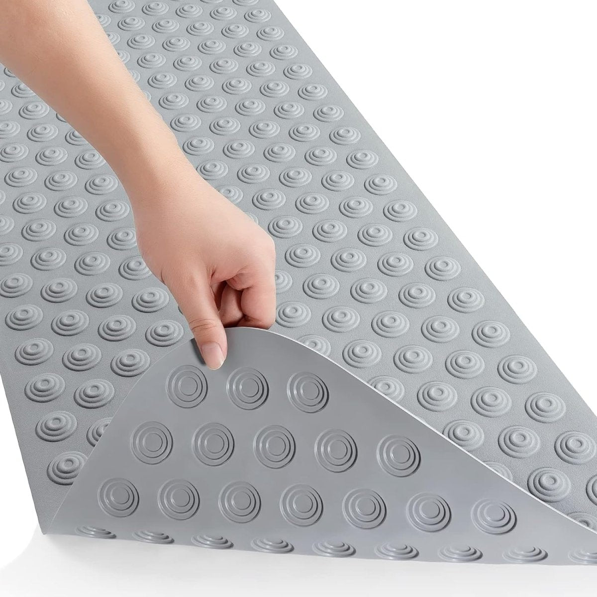 Non-Slip Extra Long Bath Mat - 40x100cm│Beneficial for Seniors and Children│No Suction Cups - Grey