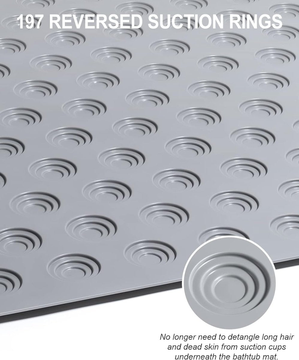 Non-Slip Extra Long Bath Mat - 40x100cm│Beneficial for Seniors and Children│No Suction Cups - Grey