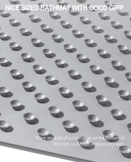 Non-slip rubber bath mat for inside bath, 43x92 cm, machine washable with strong suction cups.