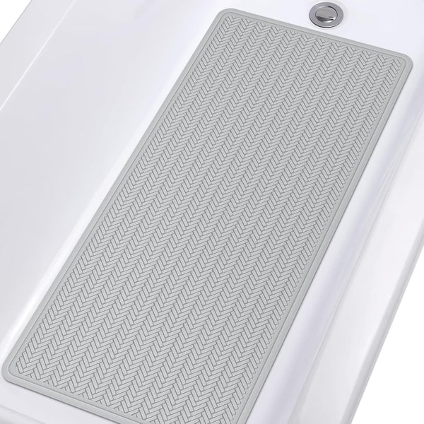 Non-slip rubber bath mat for inside bath, 43x92 cm, machine washable with strong suction cups.