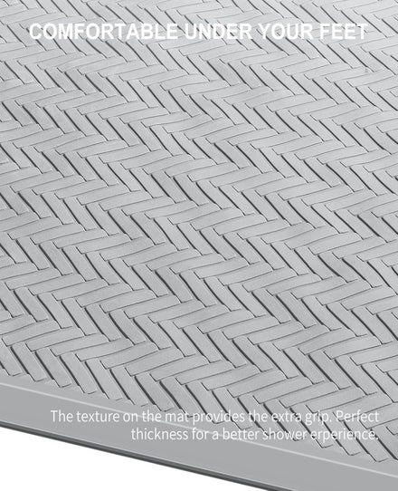 Non-slip rubber bath mat for inside bath, 43x92 cm, machine washable with strong suction cups.