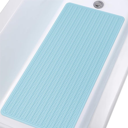 Non-slip rubber bath mat for inside bath, 43x92 cm, machine washable with strong suction cups.