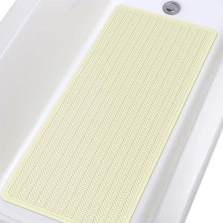 Non-slip rubber bath mat for inside bath, 43x92 cm, machine washable with strong suction cups.