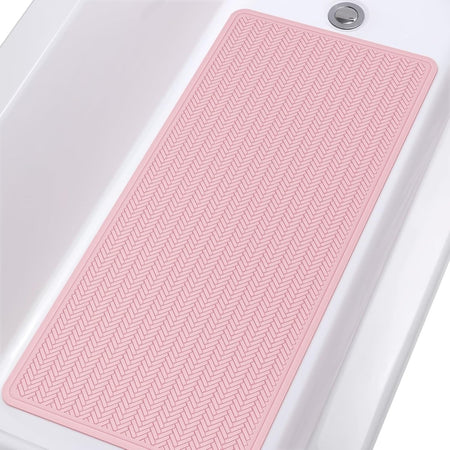 Non-slip rubber bath mat for inside bath, 43x92 cm, machine washable with strong suction cups.