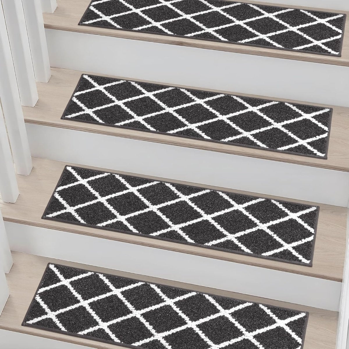 Non - Slip Self - Adhesive Stair Treads - 22x70cm, Washable Indoor Carpet for Stairs - Slips Away - B0D9CMDBSW - 