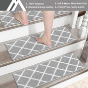 Non - Slip Self - Adhesive Stair Treads - 22x70cm, Washable Indoor Carpet for Stairs - Slips Away - B0D9CMDBSW - 