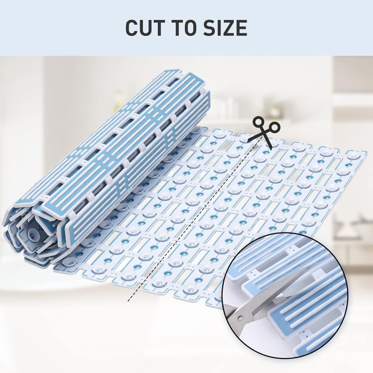 Non-slip shower mat, 90x40cm, anti-mould, extra long, with suction cups. Suitable for showers and bathtubs - CUT TO SIZE