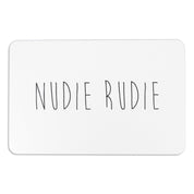 Nudie Rudie Bath Mat - Funny Bathroom - Bathroom Decor - Quirky Home Decor - Cheeky Decor - Bathroom Humor - White Stone Non Slip Bath Mat - Slips Away - 1330577408 -