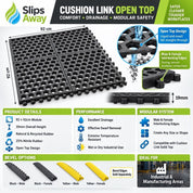 Open Top Cushion Link Heavy-Duty Anti-Fatigue Mat |Interlocking Rubber Safety Matting - Slips Away - CLO36GP -
