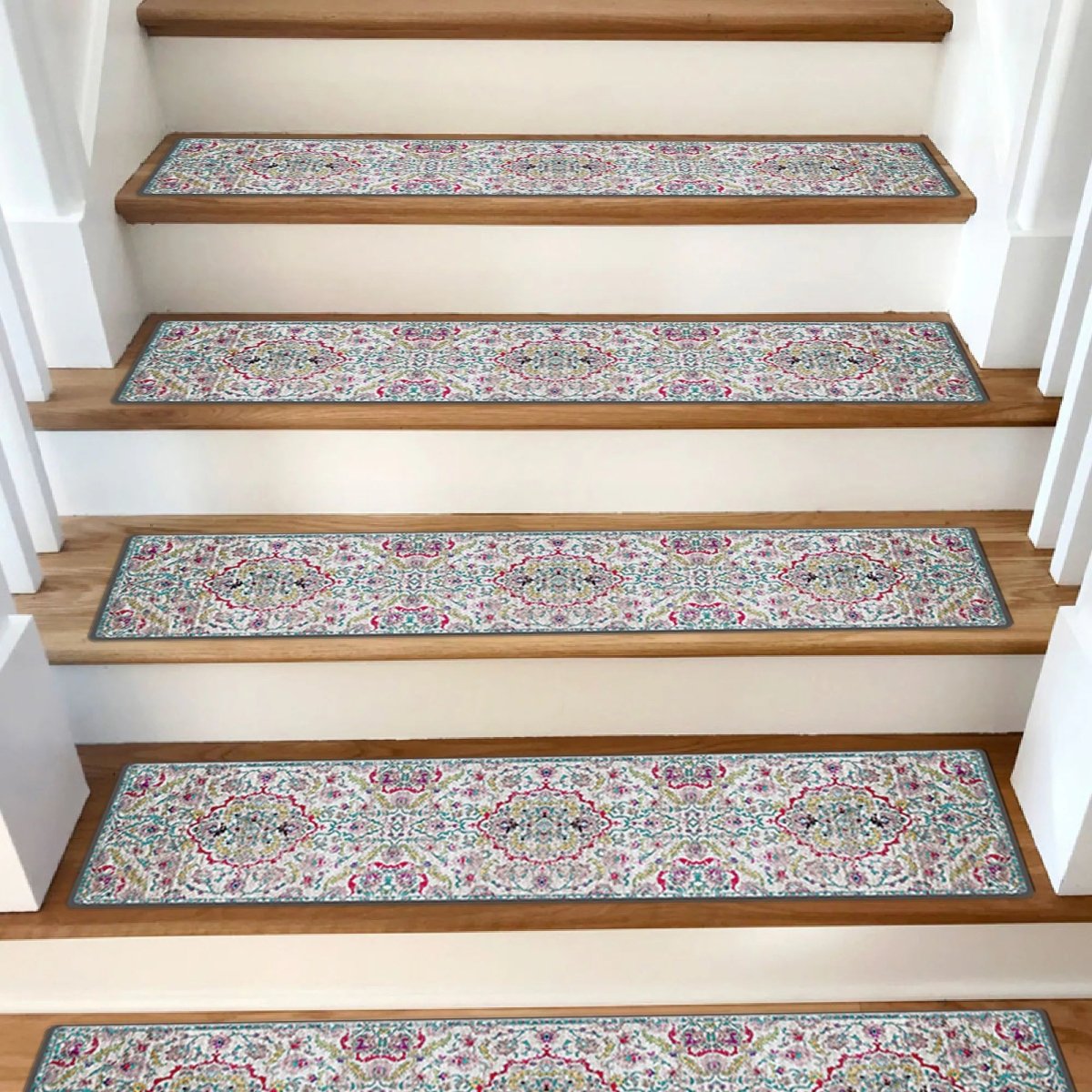 Oriental Stair Carpet. Treads Rug, Aesthetic Stair Runner, Ultra Thin Stair Mat, Modern Step Pad, Non-Slip Rug, Machine Washable Rug - Slips Away - stair treads - 1527871718_3750156215 -