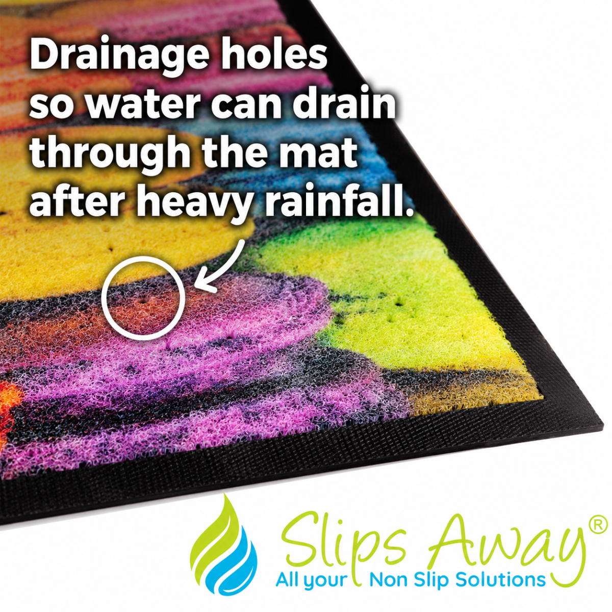 Outdoor Heavy Duty Logo Mat with Drainage Holes | Custom Printed Entrance Mat - Slips Away -  -