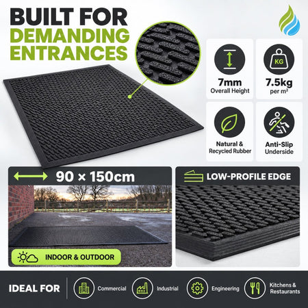 Outdoor Soilscraper Entrance Mat – Heavy-Duty, Non-Slip Mat to Trap Dirt and Mud - Slips Away - SO3660 -