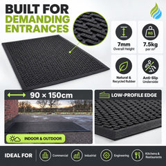 Outdoor Soilscraper Entrance Mat – Heavy-Duty, Non-Slip Mat to Trap Dirt and Mud - Slips Away - SO3660 -