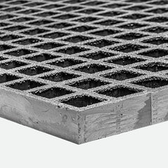 Close up of Grey GRP mesh grating with diamond pattern on a white background