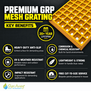 Premium Industrial-Grade GRP Mesh Grating – Heavy Duty, Anti-Slip, Corrosion Resistant Flooring Panel - Slips Away - GRP MESH GRATING - GR3939-25GN -
