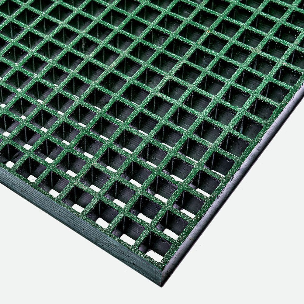 Green GRP MESH GRATING grid mat on a white background