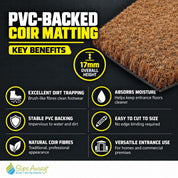 PVC Backed Coir Matting – Weather-Resistant Natural Coir Entrance Mat - Slips Away - CO1701 sample -