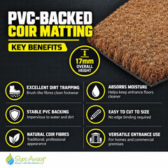 PVC Backed Coir Matting – Weather-Resistant Natural Coir Entrance Mat - Slips Away - CO1701 sample -