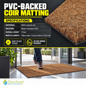PVC Backed Coir Matting – Weather-Resistant Natural Coir Entrance Mat - Slips Away - CO1701 sample -