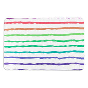 Rainbow Lines Bathmat - White Stone Non Slip Bath Mat - Rainbow Shower Mat - Abstract Retro Rainbow Mat - Bohemian Bath Mat - 39 X 60Cm - Slips Away - 1344550507 -