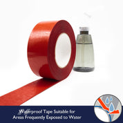 Red Aisle Marking Tape – Heavy - Duty Floor Line Marking for Warehouses & Industrial Safety - Slips Away - Anti slip tape - Red/permstripe - H6901R 25mm - 