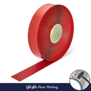 Red Aisle Marking Tape – Heavy - Duty Floor Line Marking for Warehouses & Industrial Safety - Slips Away - Anti slip tape - Red/permstripe - H6901R 25mm - 
