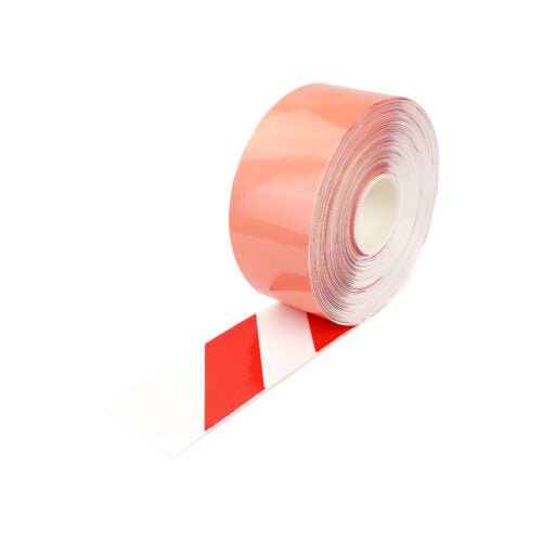 Red/White Aisle Marking Tape – Heavy - Duty Floor Line Marking for Warehouses & Industrial Safety - Slips Away - Anti slip tape - RED/WTE/permstripe - H6901A 100mm - 