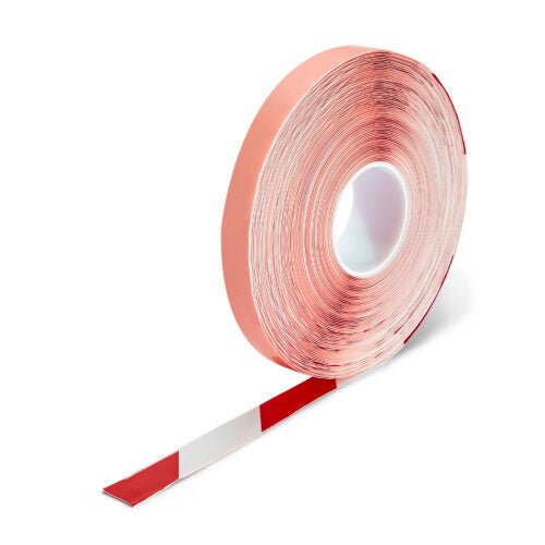 Red/White Aisle Marking Tape – Heavy - Duty Floor Line Marking for Warehouses & Industrial Safety - Slips Away - Anti slip tape - RED/WTE/permstripe - H6901A 25mm - 