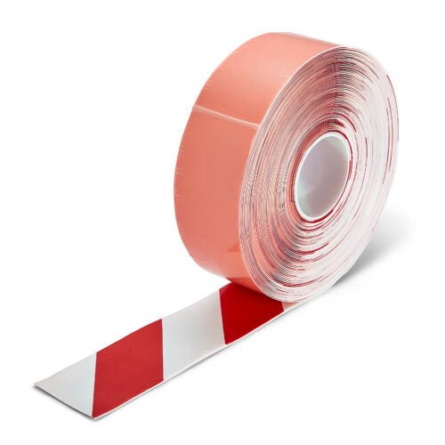 Red/White Aisle Marking Tape – Heavy - Duty Floor Line Marking for Warehouses & Industrial Safety - Slips Away - Anti slip tape - RED/WTE/permstripe - H6901A 75mm - 