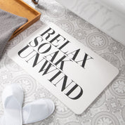 Relax Soak Unwind Bathmat - White Stone Non Slip Mat - Bathroom Decor - Funny Bathroom Decor - Funny Bath Mat - 100% Natural Eco-Friendly - Slips Away - 1330583606 -