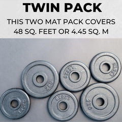 Rubber Gym Mats Twin Pack - Extra Heavy Duty, Non-Slip Commercial Grade Flooring - 48 Sq. Ft - 12mm Thick