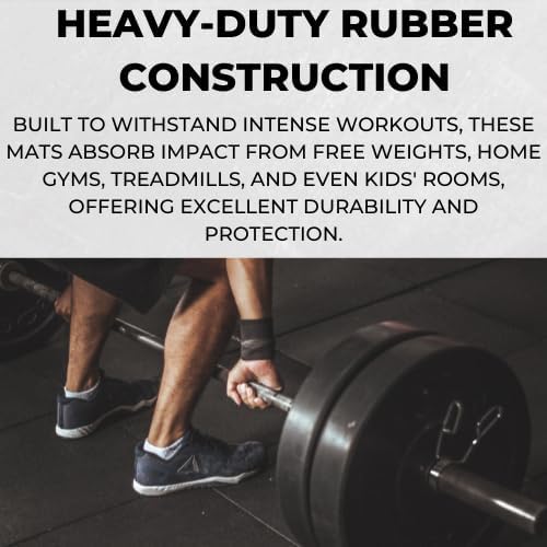 Rubber Gym Mats Twin Pack - Extra Heavy Duty, Non-Slip Commercial Grade Flooring - 48 Sq. Ft - 12mm Thick