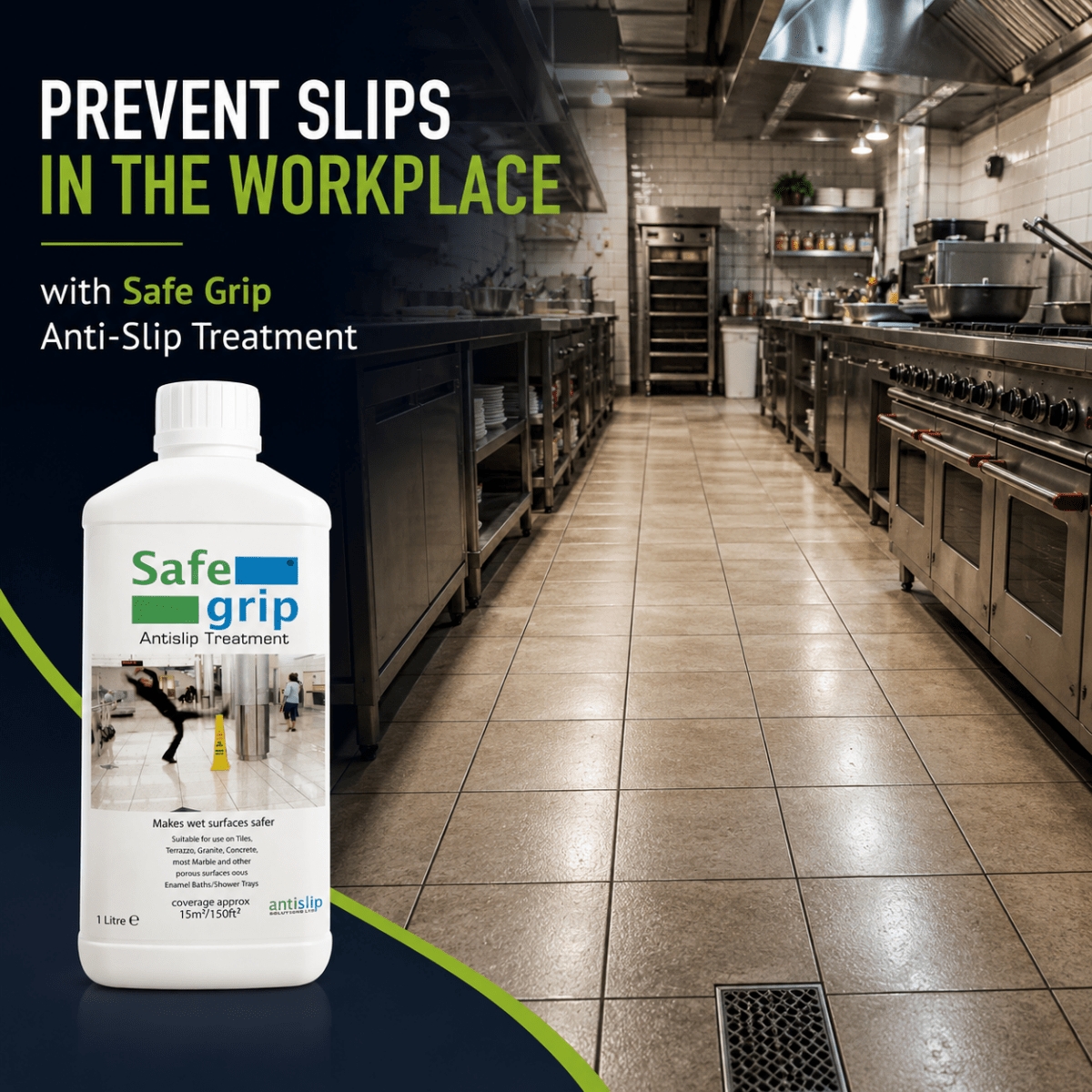 SafeGrip Anti-Slip Floor Treatment for Tiles, Stone, Concrete & Porcelain - Slips Away - Anti slip -  -