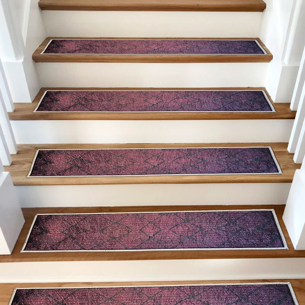 Scandinavian Purple Stair Treads Rug, Stair Carpet, Aesthetic Stair Runner, Ultra Thin Stair Mat, Modern Step Pad, Non-Slip Washable Rug - Slips Away - 1670781137_4271807377 -