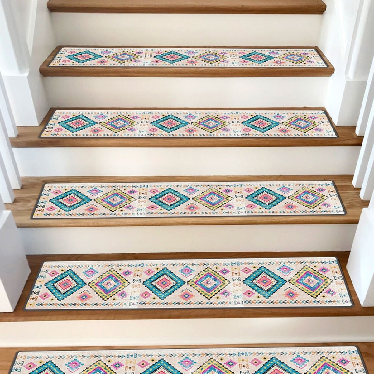 Scandinavian Stair Treads Carpet, Stair Carpet, Aesthetic Stair Runner, Ultra Thin Stair Mat, Modern Step Pad, Non-Slip Machine Washable Rug - Slips Away - stair treads - 1527860368_3733842472 -