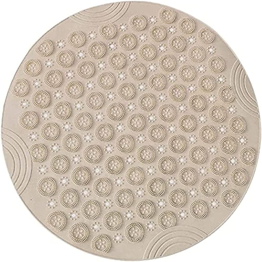 Shower Mat round Bath Mat PVC Bathroom Mat Antibacterial Bathtub Mat Non Slip Shower Mats with Suction Cups and Drain Holes, Machine Washable for Bathroom Bathtub Toilet(55X55Cm,Green) - Slips Away - B093F6WDM3 - 