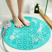 Shower Mat round Bath Mat PVC Bathroom Mat Antibacterial Bathtub Mat Non Slip Shower Mats with Suction Cups and Drain Holes, Machine Washable for Bathroom Bathtub Toilet(55X55Cm,Green) - Slips Away - B0868LP1R4 - 