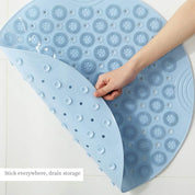 Shower Mat round Bath Mat PVC Bathroom Mat Antibacterial Bathtub Mat Non Slip Shower Mats with Suction Cups and Drain Holes, Machine Washable for Bathroom Bathtub Toilet(55X55Cm,Green) - Slips Away - B0868LP1R4 - 