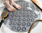 Shower Mat round Bath Mat PVC Bathroom Mat Antibacterial Bathtub Mat Non Slip Shower Mats with Suction Cups and Drain Holes, Machine Washable for Bathroom Bathtub Toilet(55X55Cm,Green) - Slips Away - B088CTBMTY - 