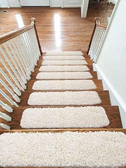 Soft Shaggy Carpet Stair Treads NON-SLIP Machine Washable Mats/Rugs, 22x67Cm, 30Mm Thickness - Slips Away - B084HL1NCQ -