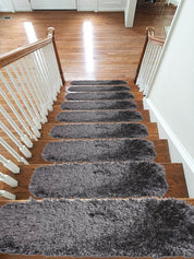 Soft Shaggy Carpet Stair Treads NON-SLIP Machine Washable Mats/Rugs, 22x67Cm, 30Mm Thickness - Slips Away - B08GKY9BFN -