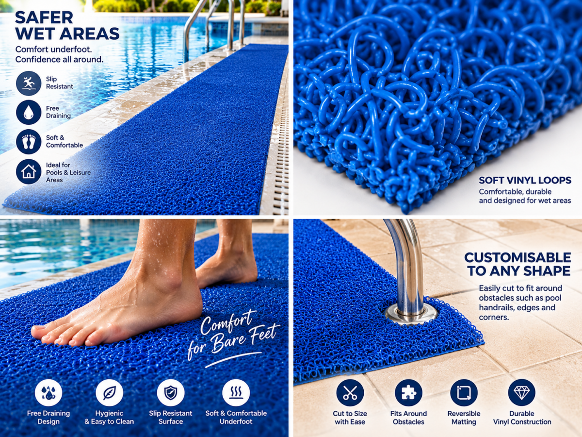 Soft Vinyl Spaghetti Matting – Comfort & Safety for Swimming Pools, Marinas & Boats - Slips Away -  -