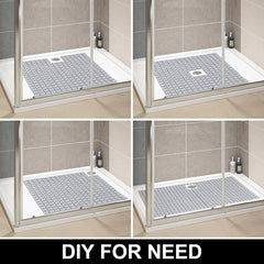 Square Non-Slip Shower Mat with Suction Cups, Grey, 54x54 cm