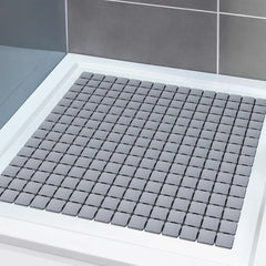 Square Non-Slip Shower Mat with Suction Cups, Grey, 54x54 cm