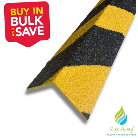 Stair & Step Nosing Cover Anti Slip Treads GRP Heavy Duty for High Traffic Areas - HAZARD - Slips Away - Stair nosing - 1x GRP nosing hazard 500mm - 