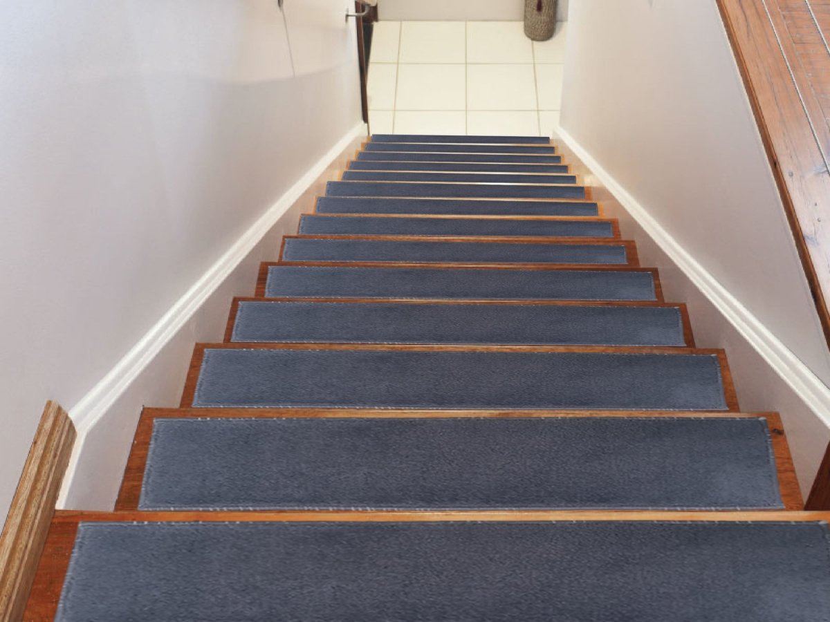 Stair Treads Carpet Shaggy, Fluffy Anthracite, Stair Carpet, Aesthetic Stair Runner, Ultra Thin Stair Mat, Modern Step Pad, Stairs Rug - Slips Away - 1576972508_3982286875 -