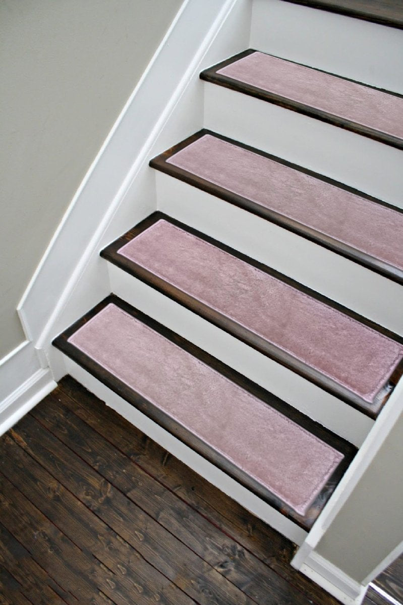 Stair Treads Carpet Shaggy, Fluffy Pink, Stair Carpet, Aesthetic Stair Runner, Ultra Thin Stair Mat, Modern Step Pad, Stair Rug, Treads - Slips Away - 1590440765_3978766879 -