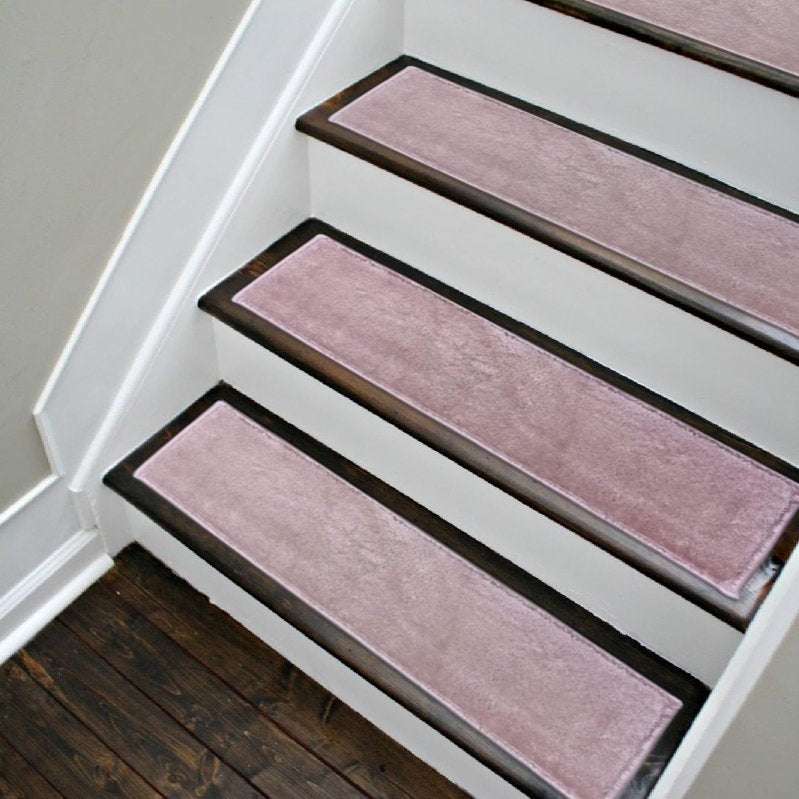 Stair Treads Carpet Shaggy, Fluffy Pink, Stair Carpet, Aesthetic Stair Runner, Ultra Thin Stair Mat, Modern Step Pad, Stair Rug, Treads - Slips Away - 1590440765_3978766879 -